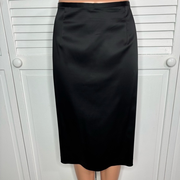 Victor Costa Dresses & Skirts - VICTOR COSTA Vintage Black Satin Midi Pencil Skirt Size 14